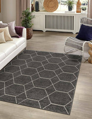 Unique Loom Geometric Trellis Frieze Rug, Dark Gray (3' 3 x 5' 3)